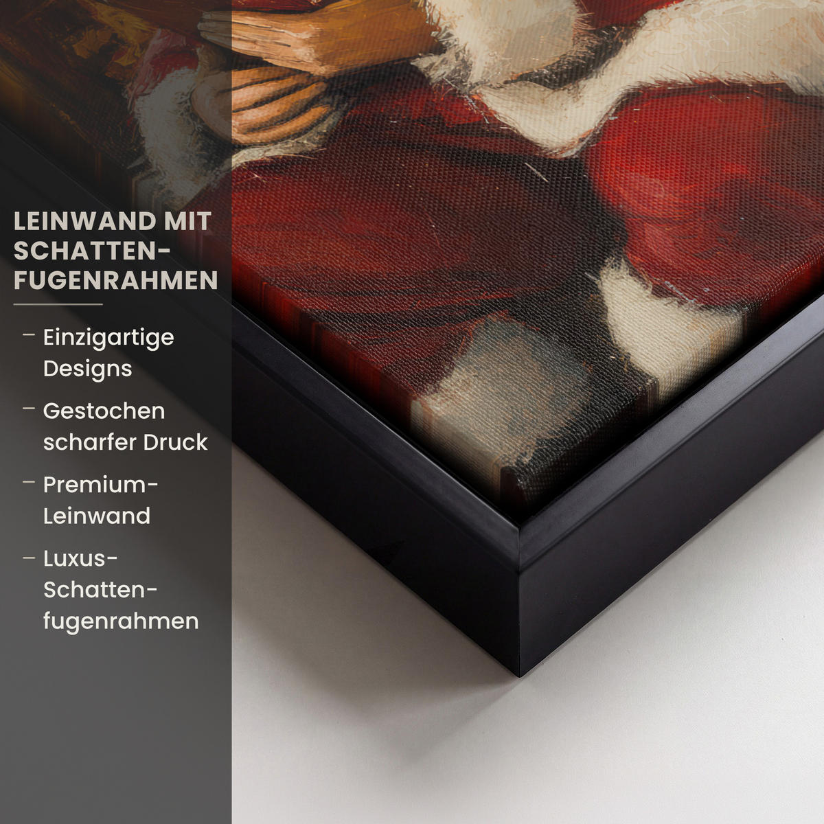 LEINWAND Bilder mit Rahmen - Weihnachten - Weihnachtsmann - Winter - Open Fireside - 20x30 - Dunkelrot, Textil (20/30cm) - MuchoWow
