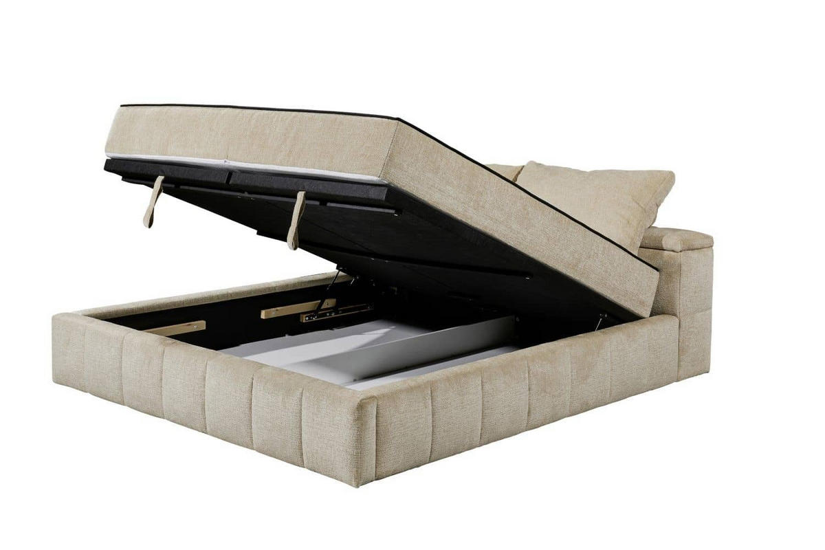 BOXBETT 180x200 inkl. Matratze und Bettkasten - Kaschmir/Beige, Holz/Holzwerkstoff (180/200cm) - ed exciting design