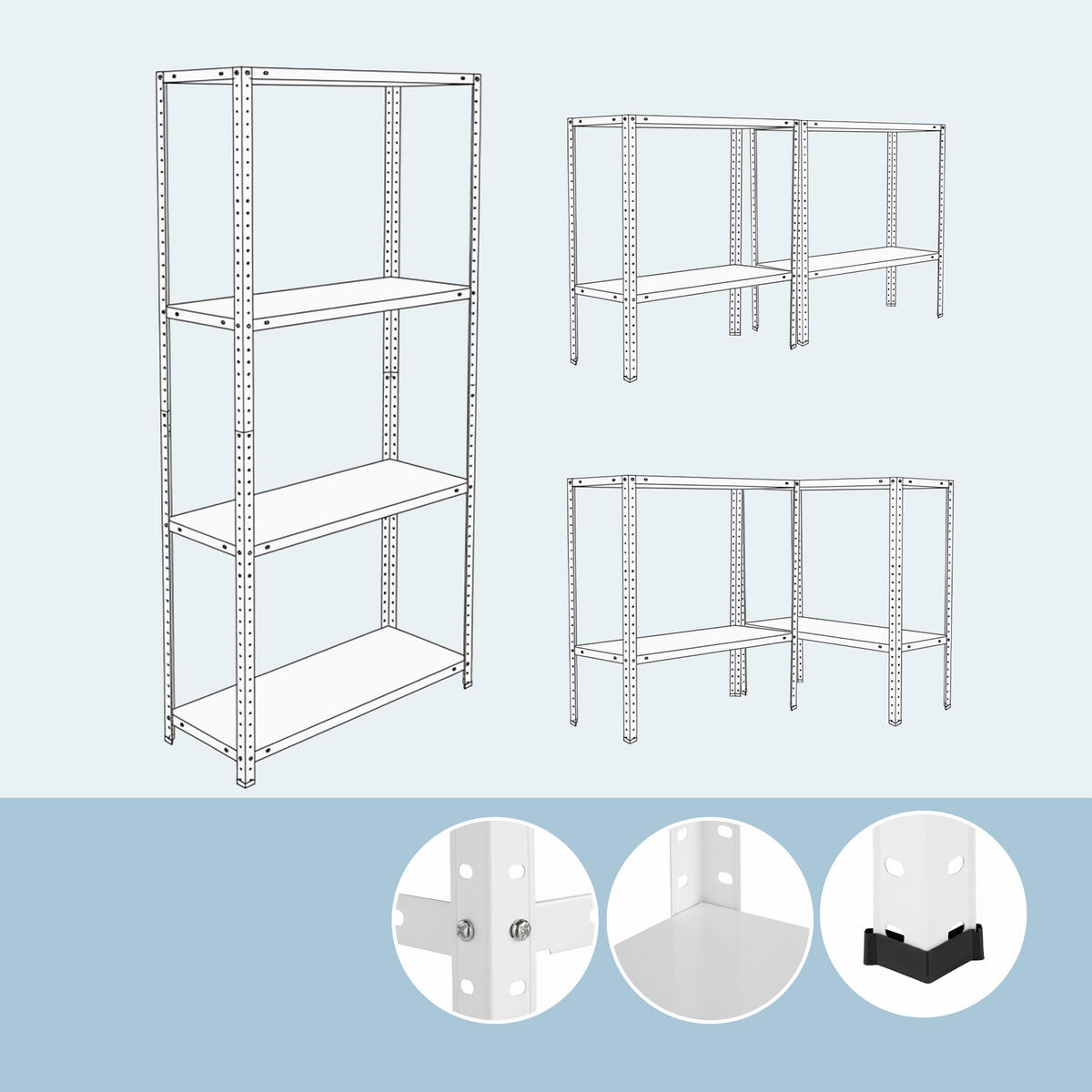 LAGERREGAL - Weiß, Kunststoff/Metall (75/145/30cm) - Relaxdays