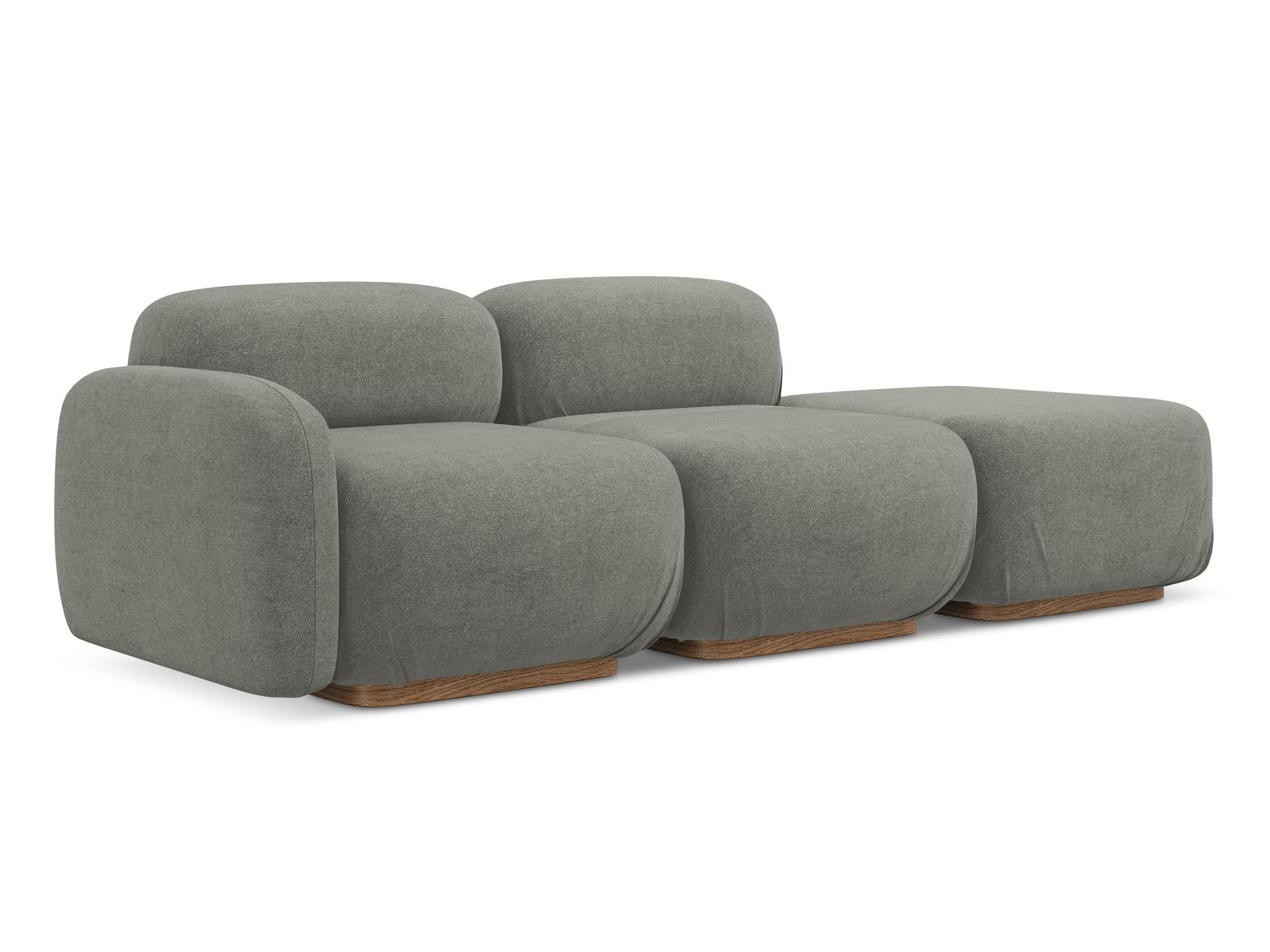 3-SITZER SOFA Rechts Bouclé Stoff Beige - Greige/Beige, Holz/Textil (258/73/95cm) - Makamii