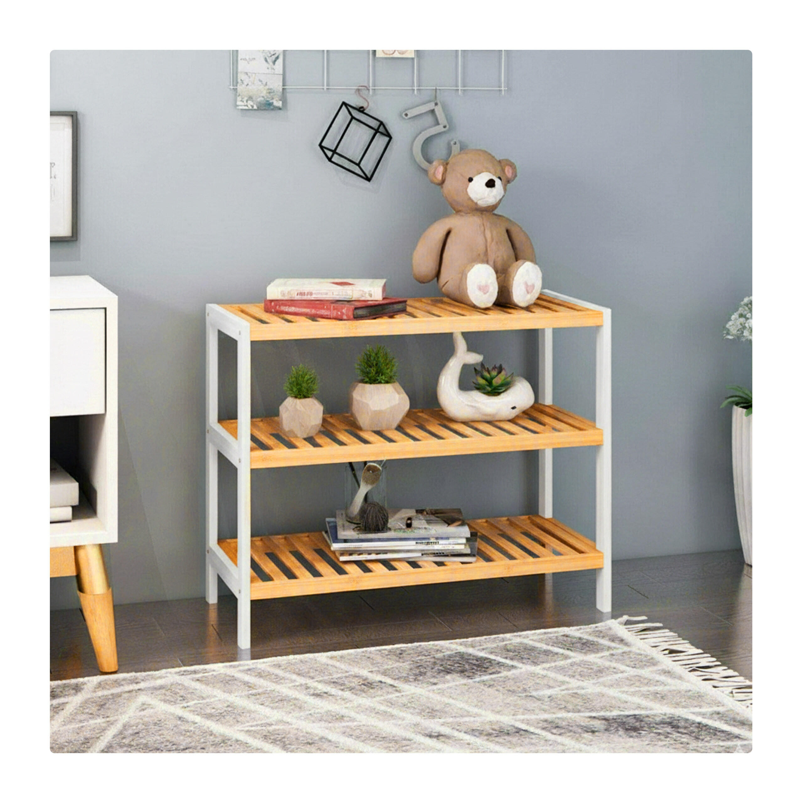 SCHUHREGAL - Weiß, Holz (70/55/26cm) - Relaxdays