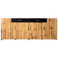 SIDEBOARD 4 Türen 2 Schubladen 208x39.5x80cm Stauraum - Braun, Holzwerkstoff (39.5/80/208cm) - FLIEKS