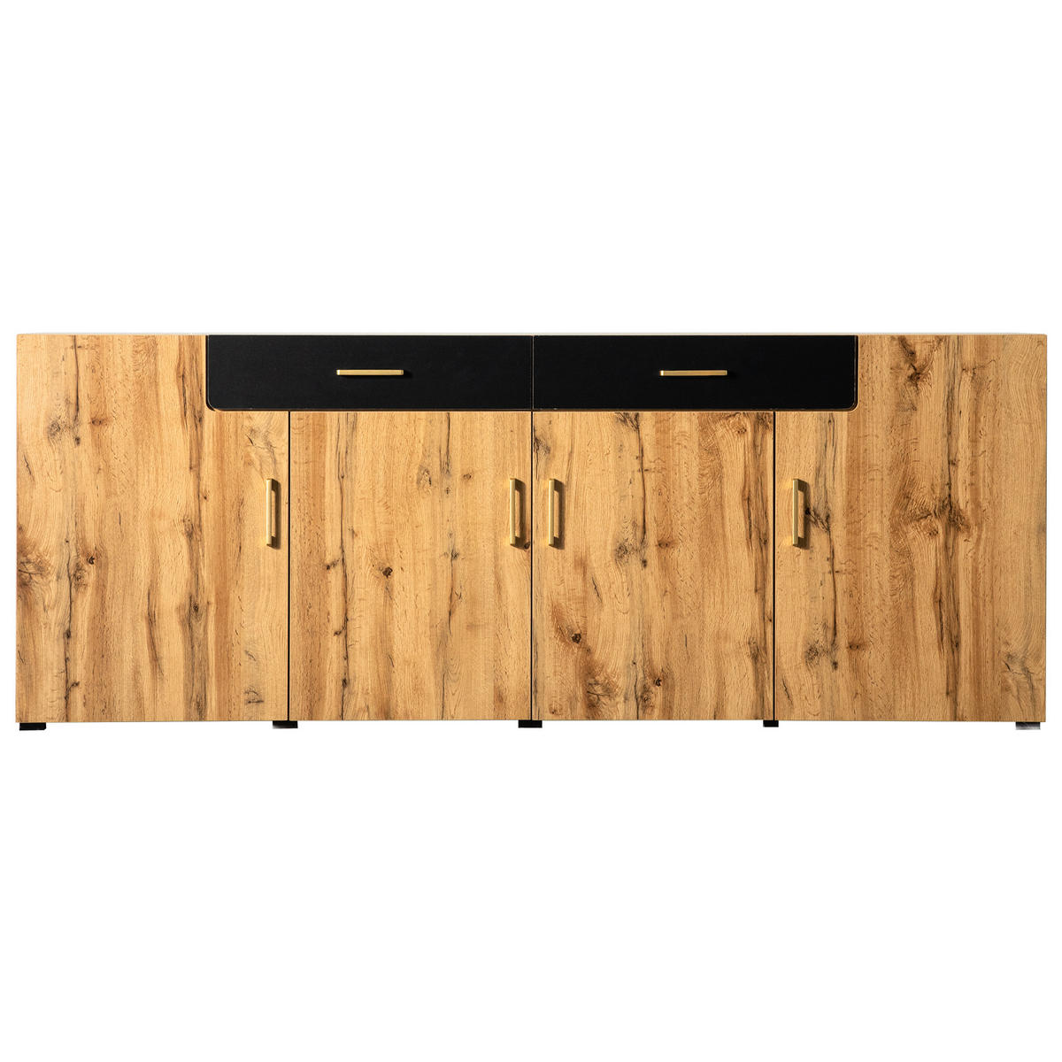 SIDEBOARD Holz- und Schwarzoptik 208/39,5/80 cm - Braun, Holzwerkstoff (39.5/80/208cm) - Urban Meuble