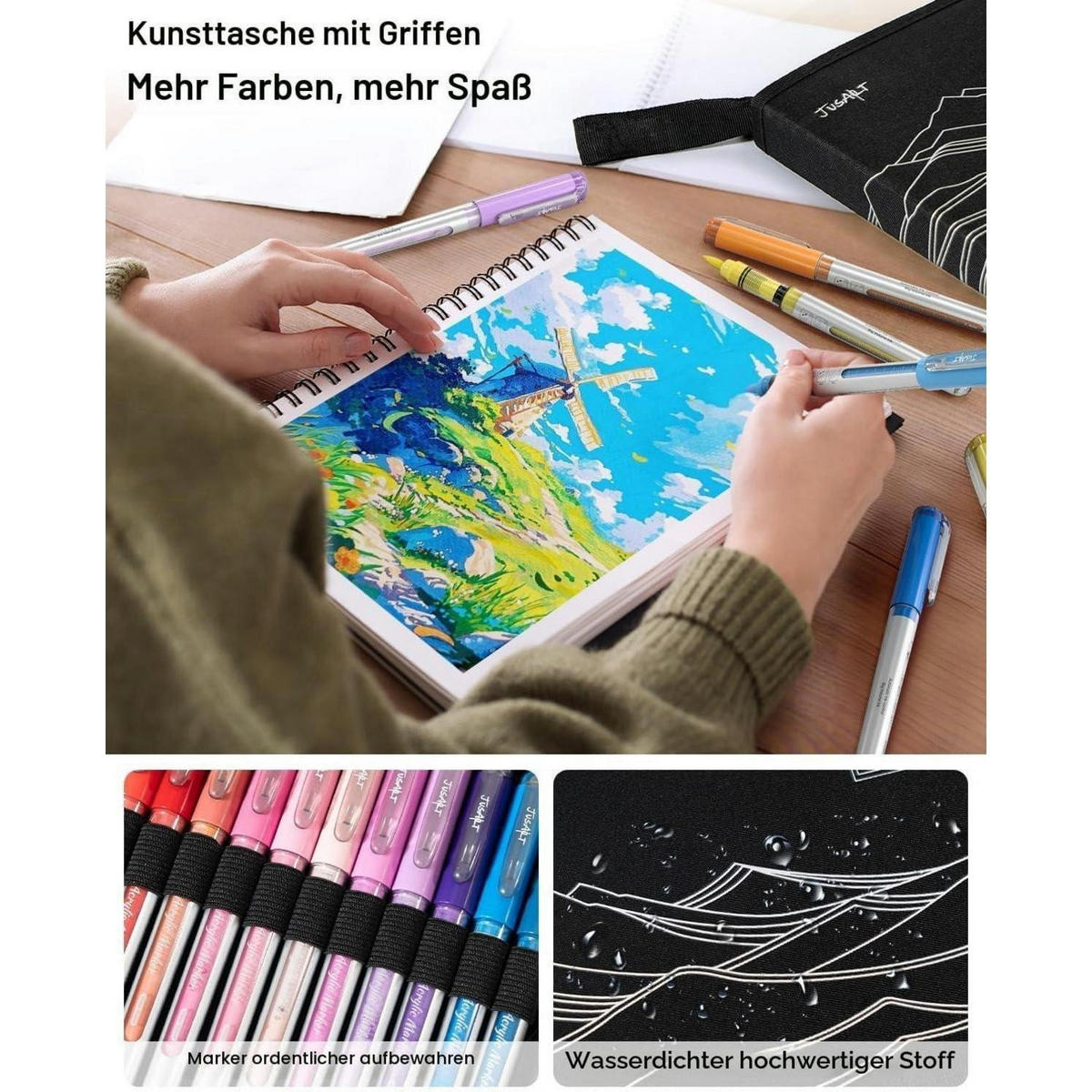 ACRYL-MALMARKER Set 72 Farben mit Leinenbeutel - Multicolor, Kunststoff (1.5/1.5/15cm)