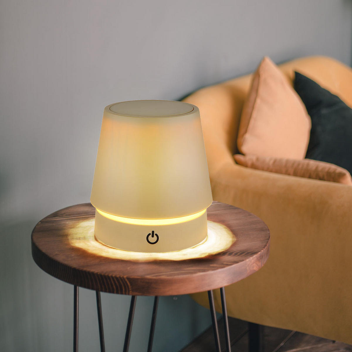 LED TISCHLEUCHTE CARLOS Sandfarben - Bernsteinfarben, Metall (10.6/10.6/28cm) - Globo Lighting