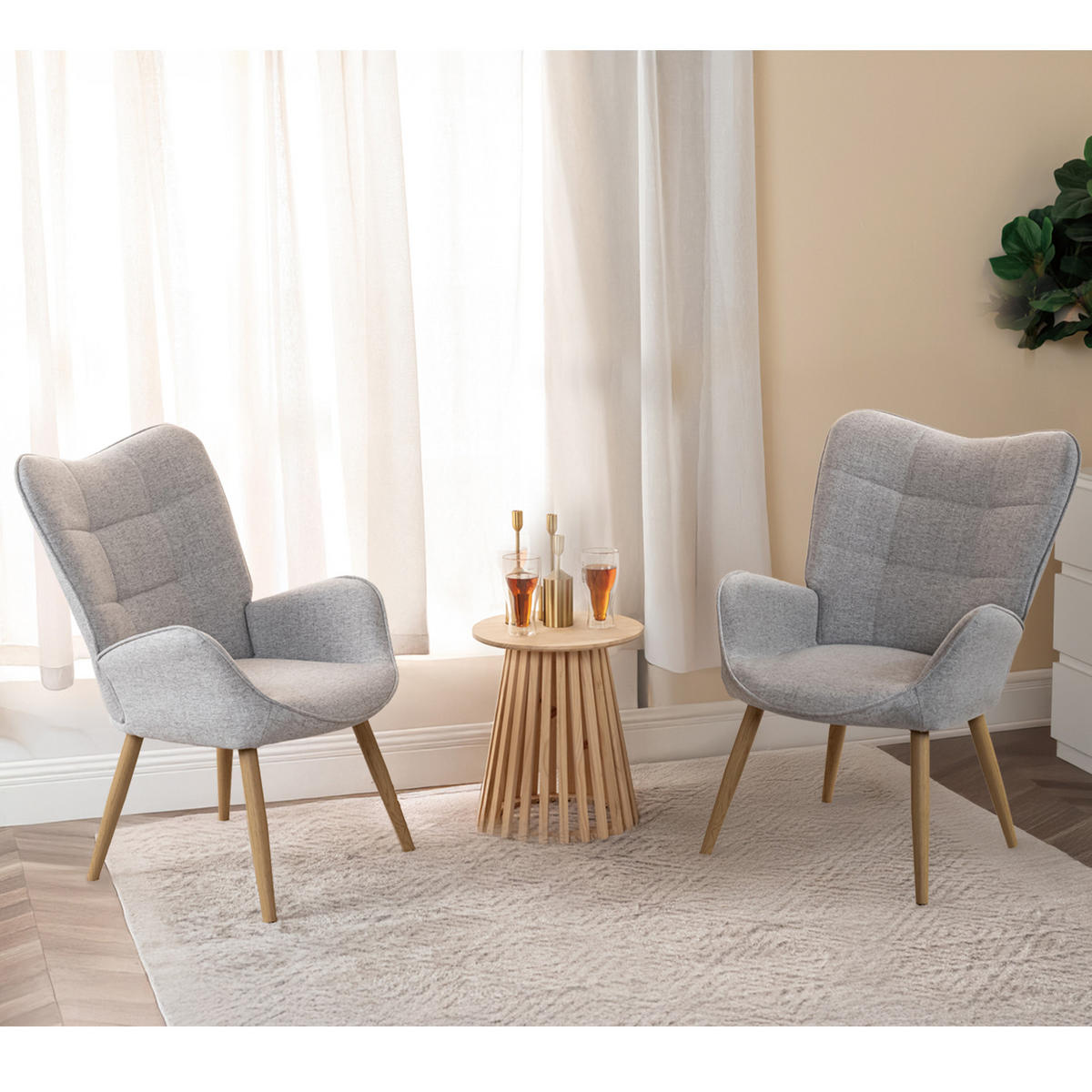 SESSEL-SET 2 Stück in Eisen Webstoff - Grau, Textil/Metall (62/90.5/72cm) - Meubles Cosy