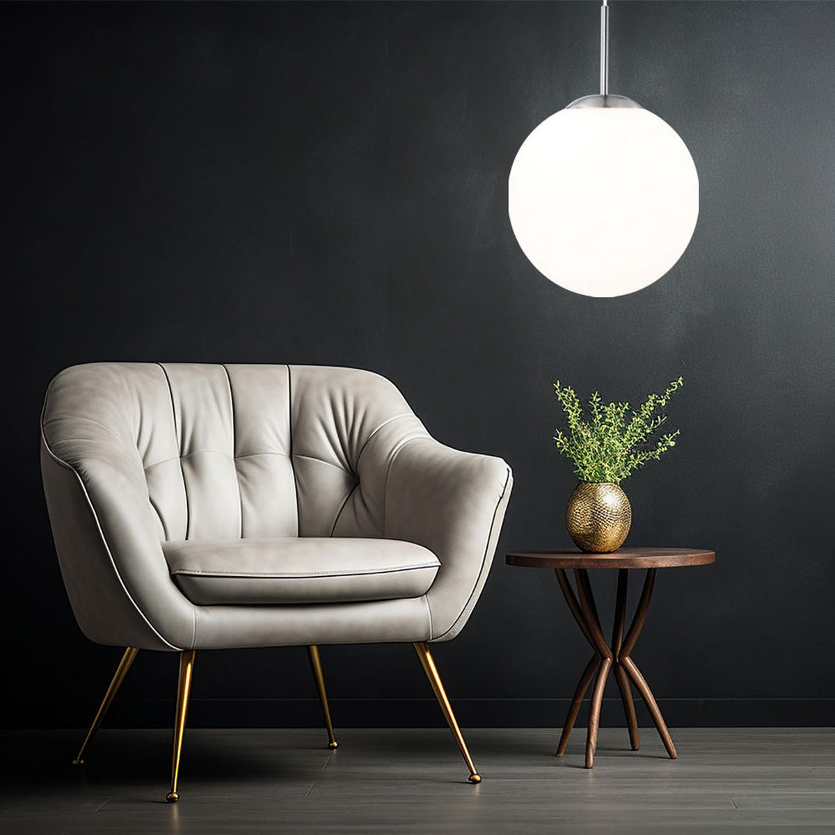 HÄNGELEUCHTE Metall Glas Weiß Opal - Weiß, Glas (30/30/180cm) - Globo Lighting