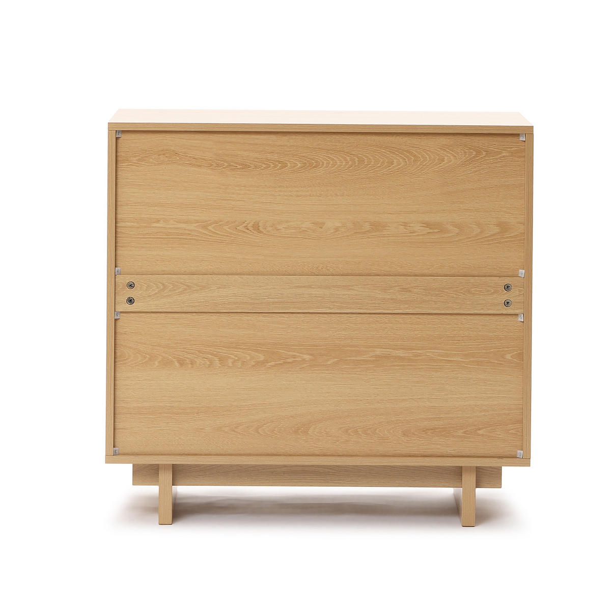 SIDEBOARD mit 2 Türen, Aufbewahrungsschrank in Eichenoptik mit geometrischer Holzleisten-Front| B80 x T40 x H77 cm - Braun, Holzwerkstoff (80/77/40cm) - Hometopia