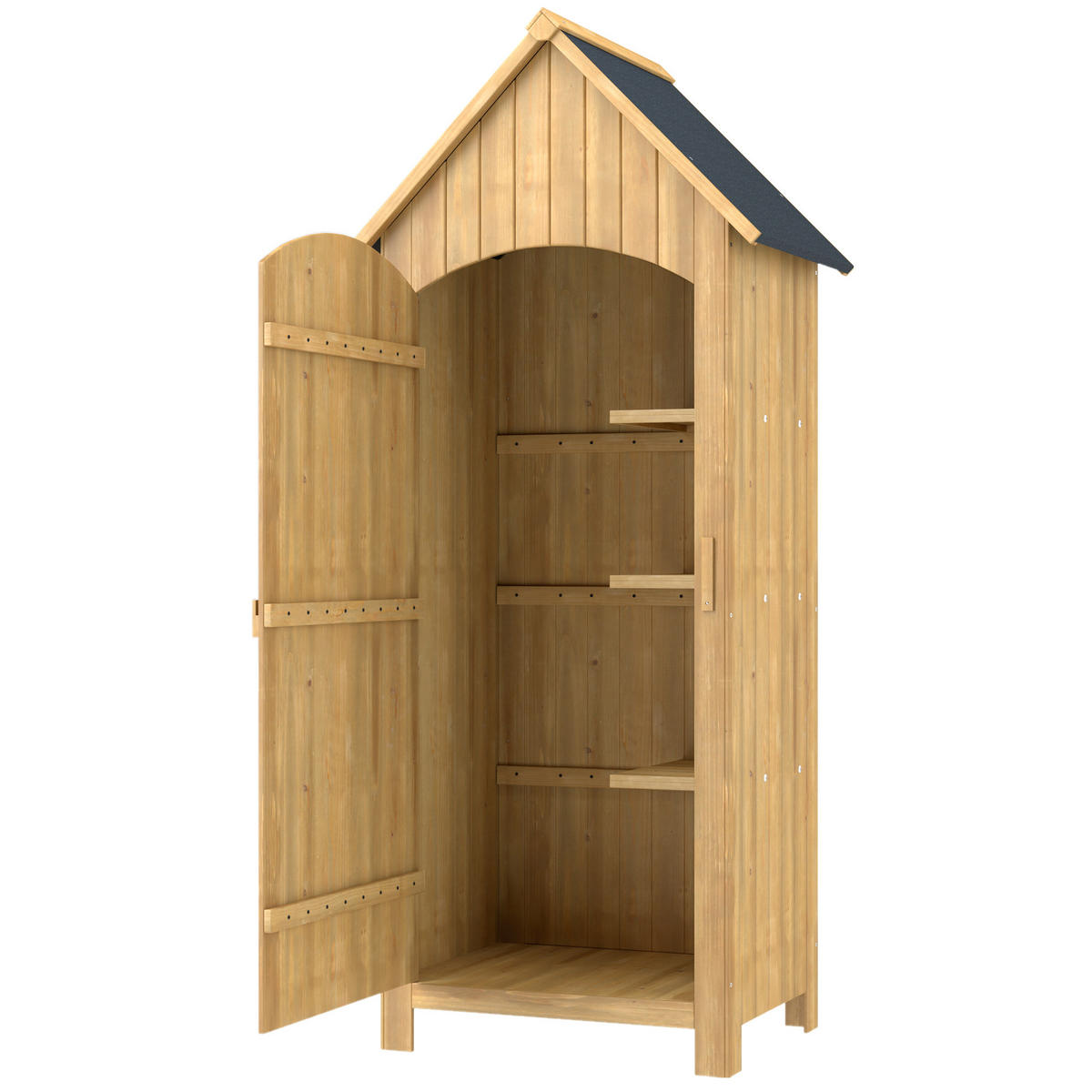 GERÄTESCHUPPEN DE-17571 3 Böden mit Riegelverschluss Naturholz - Naturfarben, Holz (77.5/179.5/54.2cm) - ComfortXL