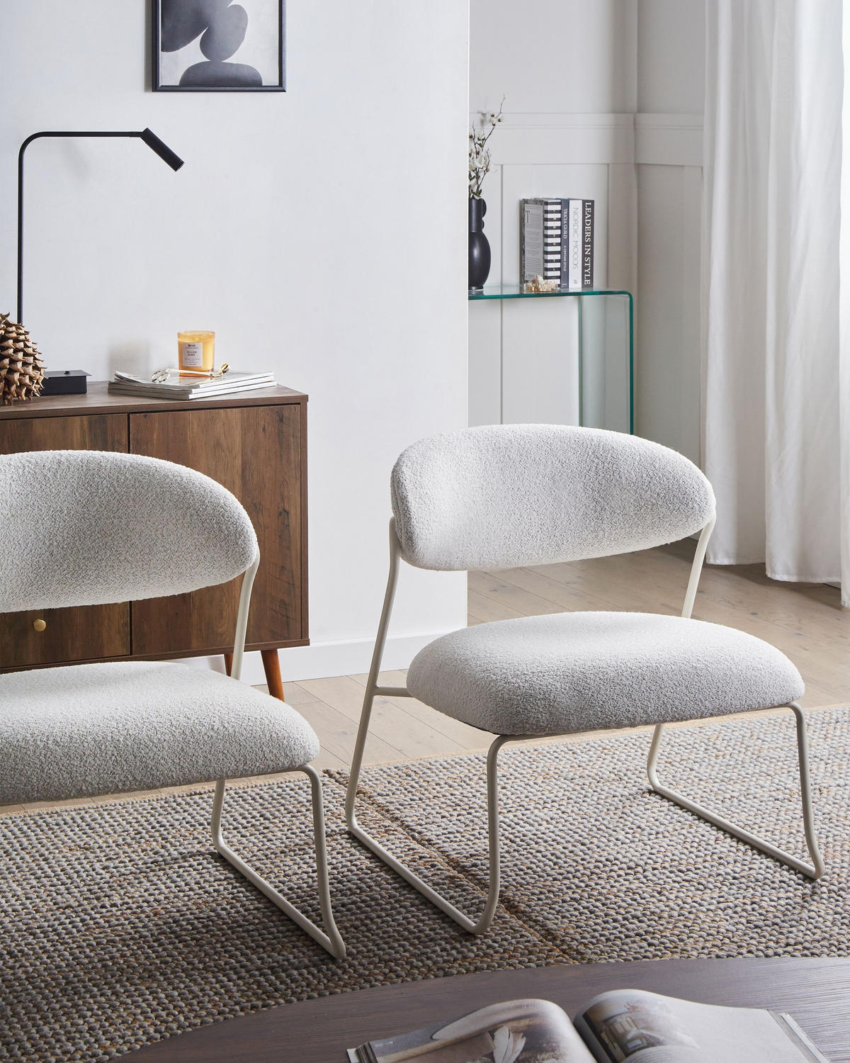 SESSEL 2er-Set Cremeweiß Kolsva - Weiß, Textil (64/71/61cm) - Beliani