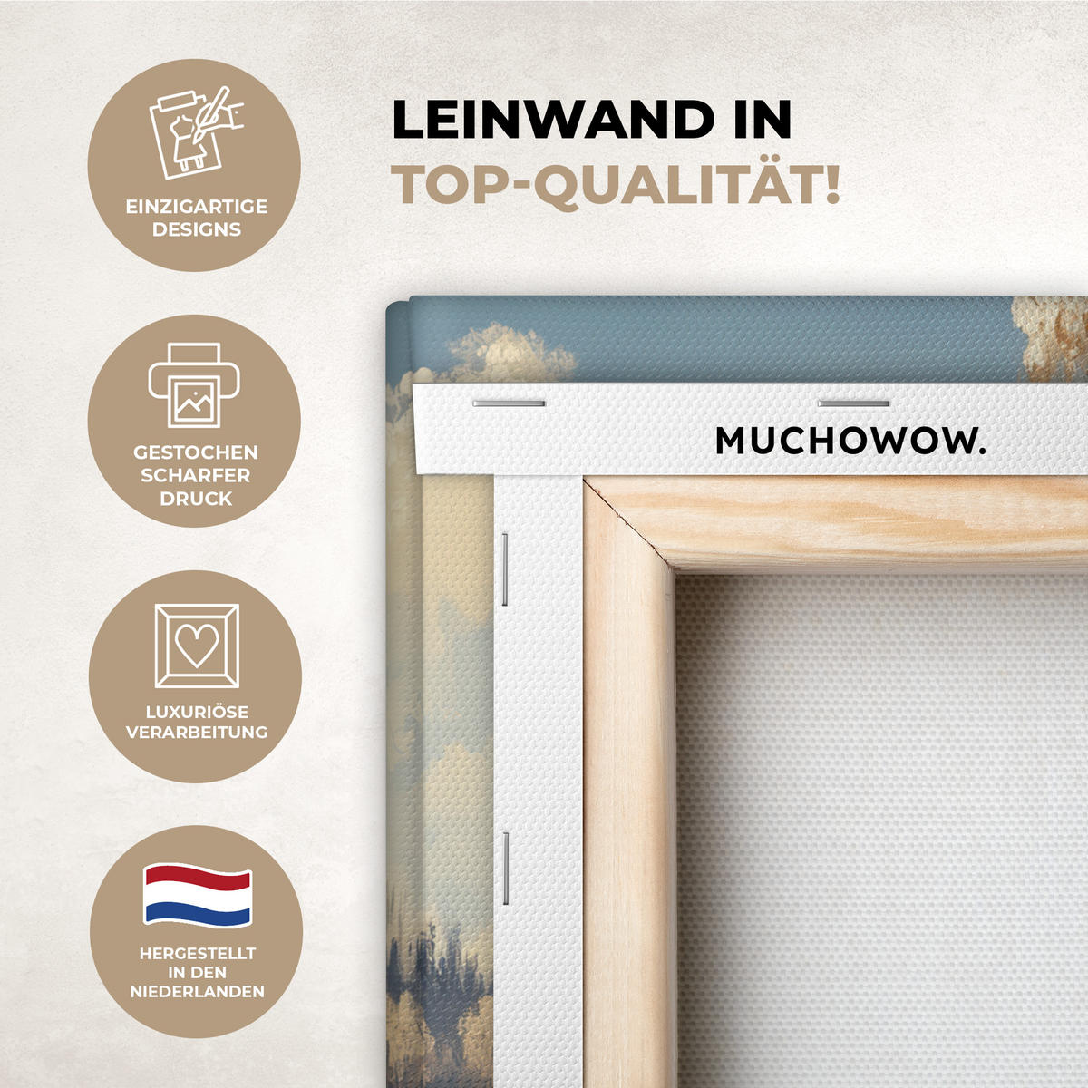 LEINWANDBILD Winter - Schnee - Zuhause - Natur Deko Wohnzimmer 20x20 cm - Hellbraun, Textil (20/20cm) - MuchoWow