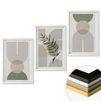 WANDBILDER 3er-Set - 40x60 cm Weißer Rahmen - Abstrakte Formen mit Grün - Weiß, Kunststoff (40/60cm) - ArtPrintCave