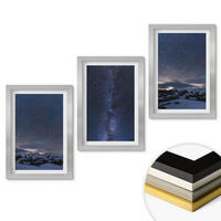 WANDBILDER 3er Set - 20x30 cm Silberner Rahmen - Nachthimmel, Berge, Sterne - Silberfarben, Kunststoff (20/30cm) - ArtPrintCave