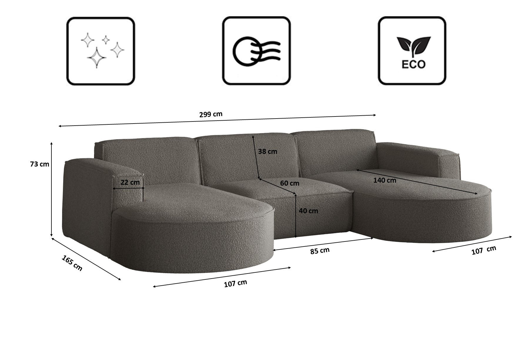 Thumbnail - Kaiser Möbel Ecksofa,, Graphit, Holz, 5-Sitzer, 299x165 cm, Wohnzimmer, Sofas & Couches, Wohnlandschaften, Ecksofas