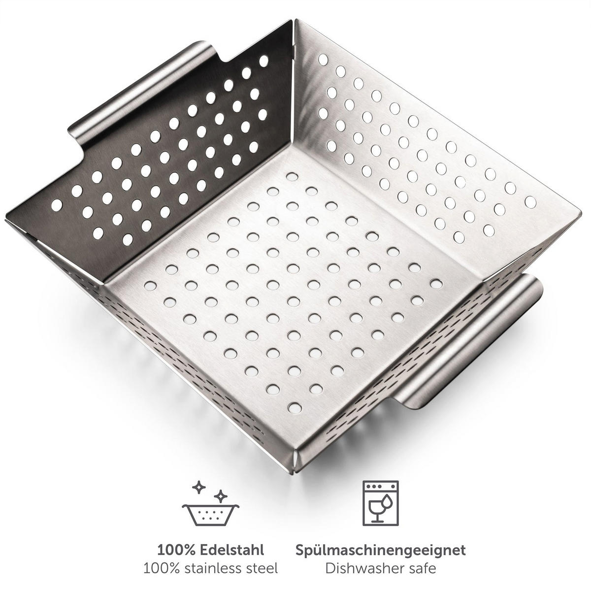 GRILLKORB Baestis 21,5/25/6 cm, mittel - Edelstahlfarben, Metall (21.5/25/6cm) - Blumtal