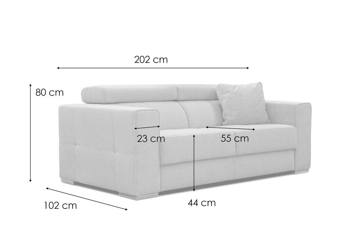 SOFA QUARTZ 3-Sitzer mit Ausziehsitz, taupe - Taupe, Holzwerkstoff/Textil (202/80/102cm) - Courtois Laville