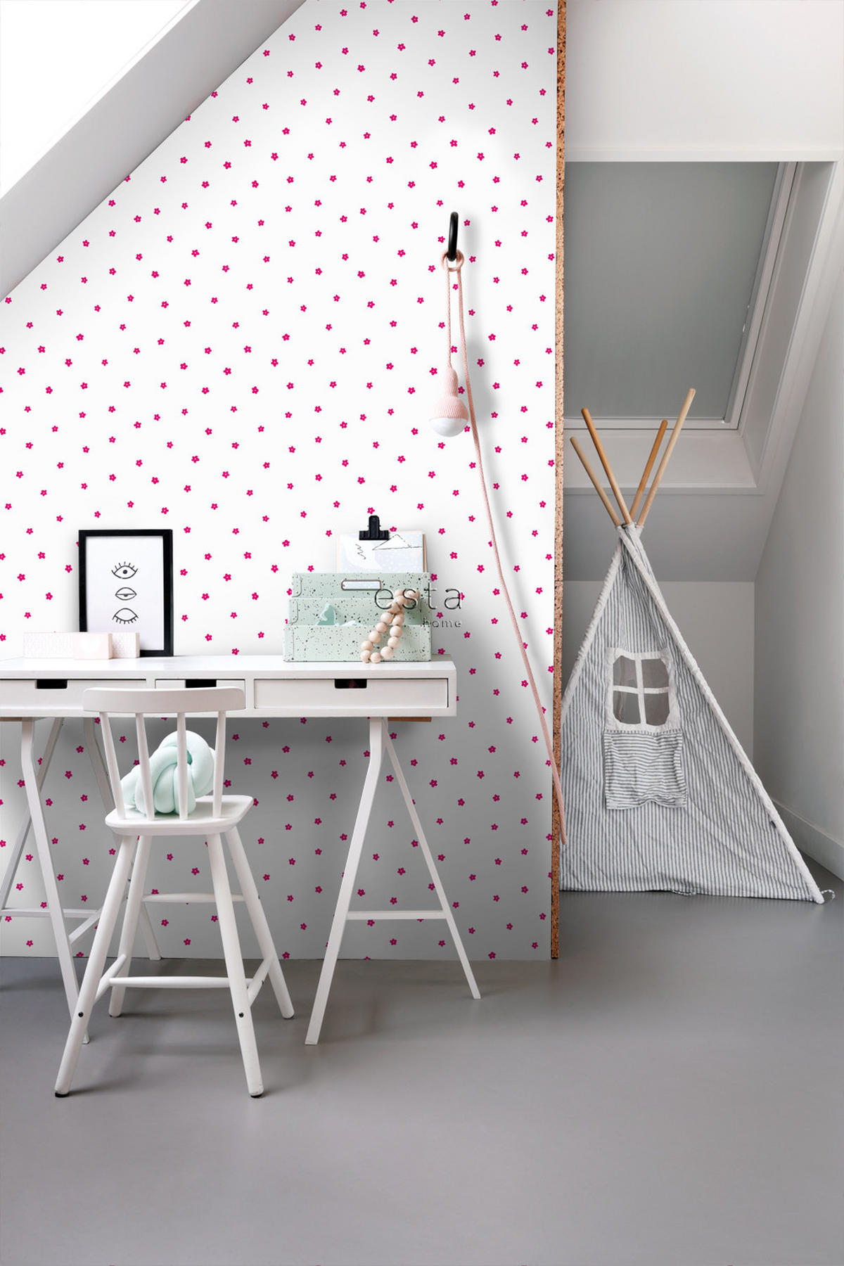 TAPETE Blumen 53 cm x 10.05 m - Pink, Papier (53/0.1cm) - ESTAhome