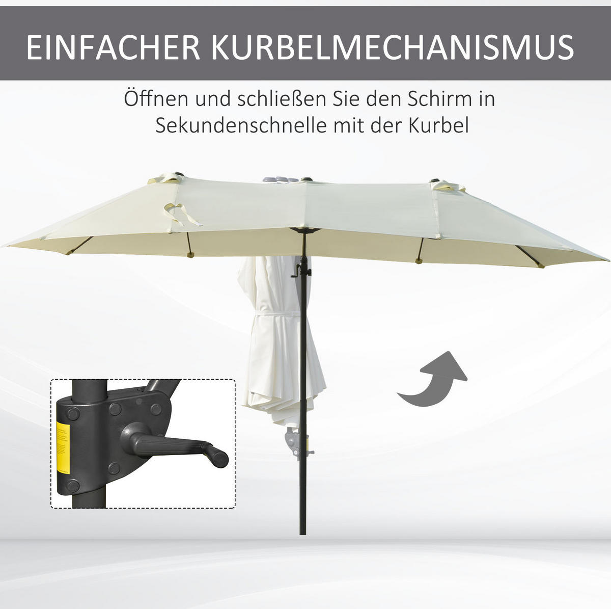 AMPELSCHIRM aus Stahl 294x294x250 cm in Dunkelblau mit Kurbel & Neigefunktion - Dunkelblau, Metall (294/294cm) - Modfu