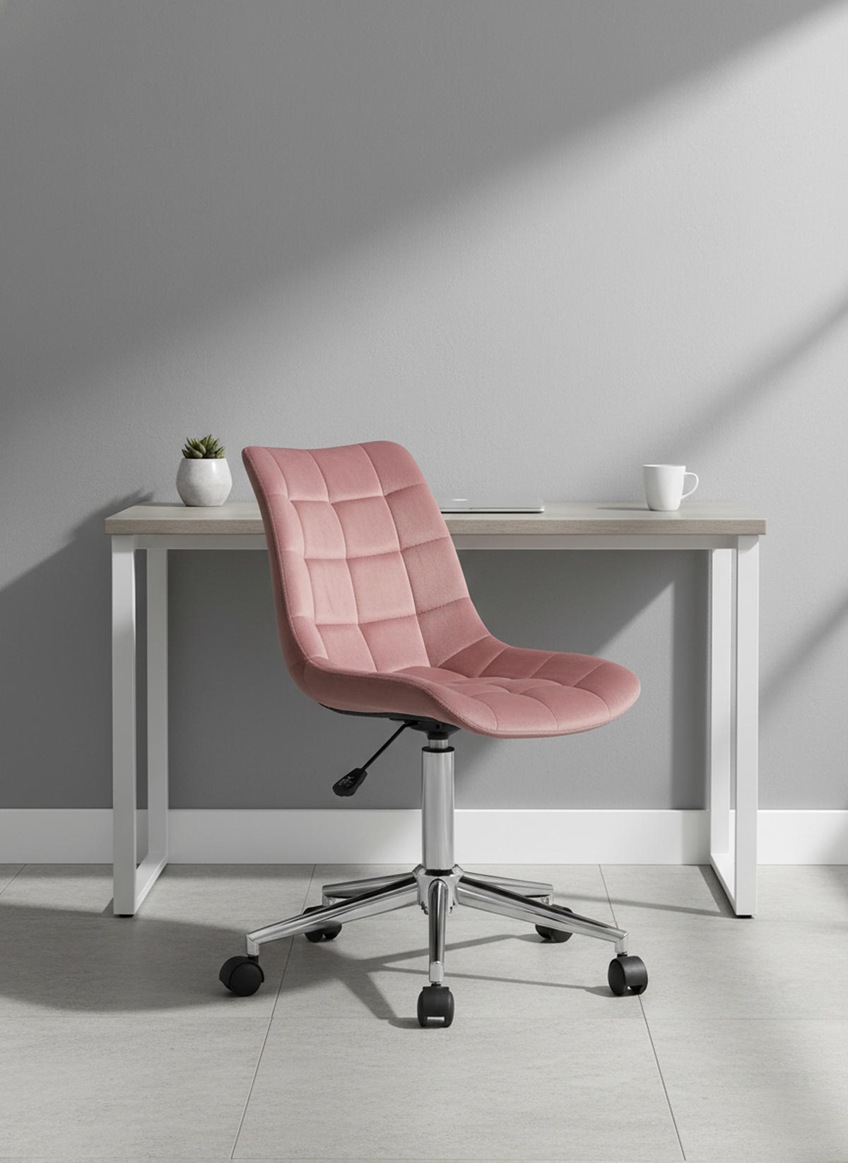 BÜROSTUHL Auronix Samt pink - Chromfarben/Pink, Metall (46/96/62cm) - TPFLiving