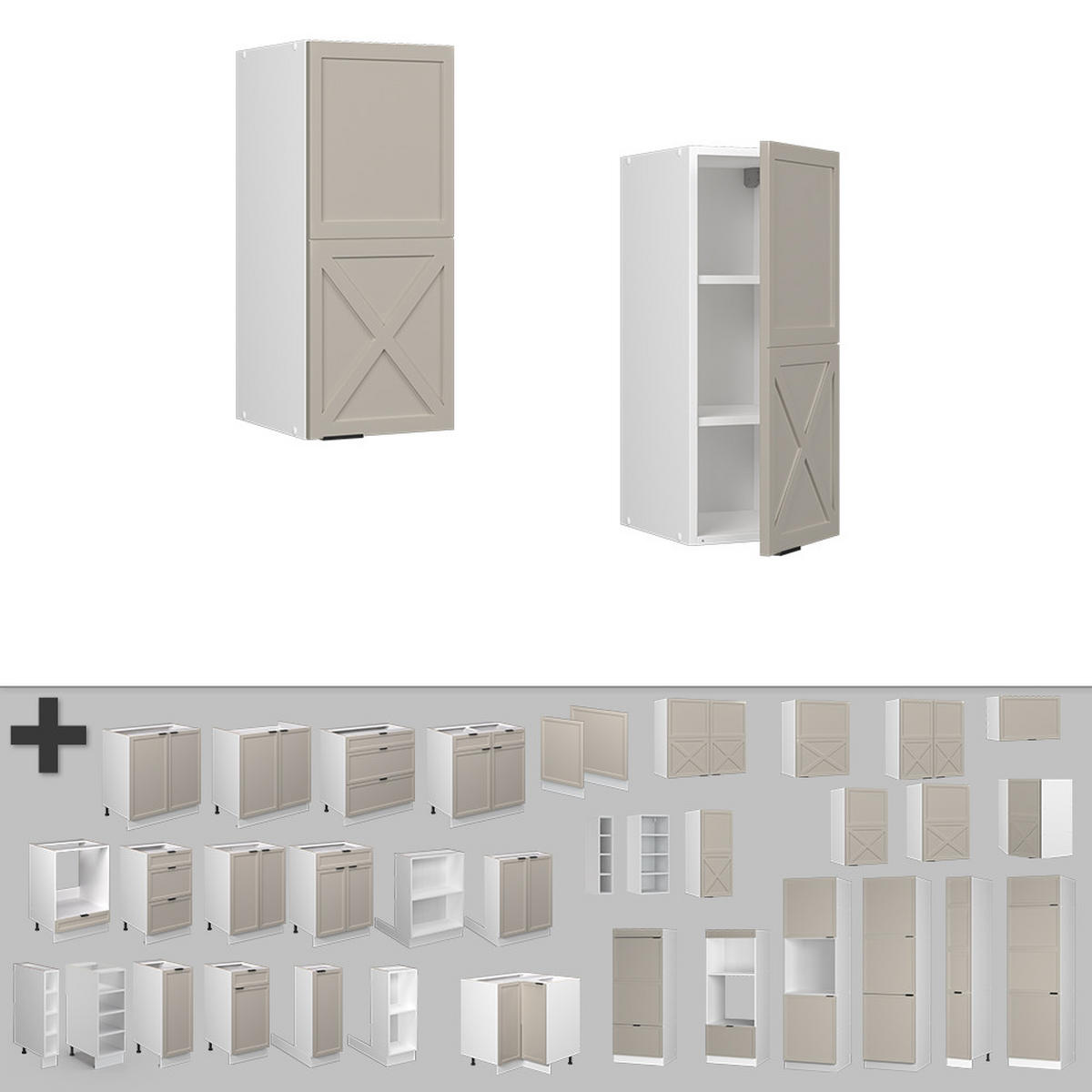 HÄNGESCHRANK Fame-Line GrauBeige 30 cm - Weiß/Grau, Holzwerkstoff (30/72/34.1cm) - Vicco