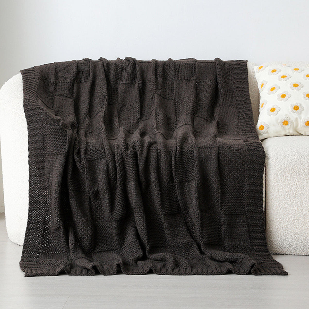 STRICKDECKE – 70 x 100 cm – Schwarz - Schwarz, Textil (70/100cm)