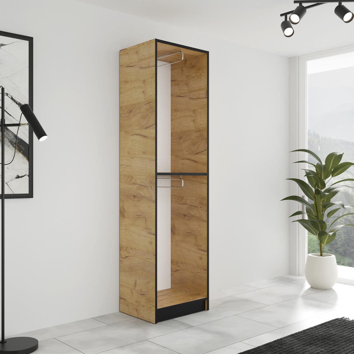 DREHTÜRENSCHRANK EDEN MIT AUFSATZ 1D Eiche Craft Gold - Honigeiche, Holzwerkstoff (53.2/247/39cm) - Kier Furniture