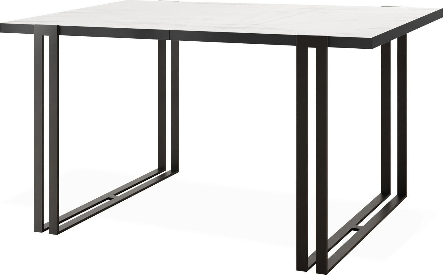 ESSTISCH Marina rechteckig ausziehbar, Marmor Weiß 160-260/90/76 cm - Ecru/Schwarz, Holzwerkstoff/Metall (160/90/76cm) - WFL GROUP