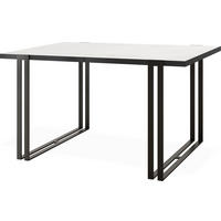 ESSTISCH Marina rechteckig ausziehbar, Marmor Weiß 120-220/80/76 cm - Ecru/Schwarz, Holzwerkstoff/Metall (120/80/76cm) - WFL GROUP