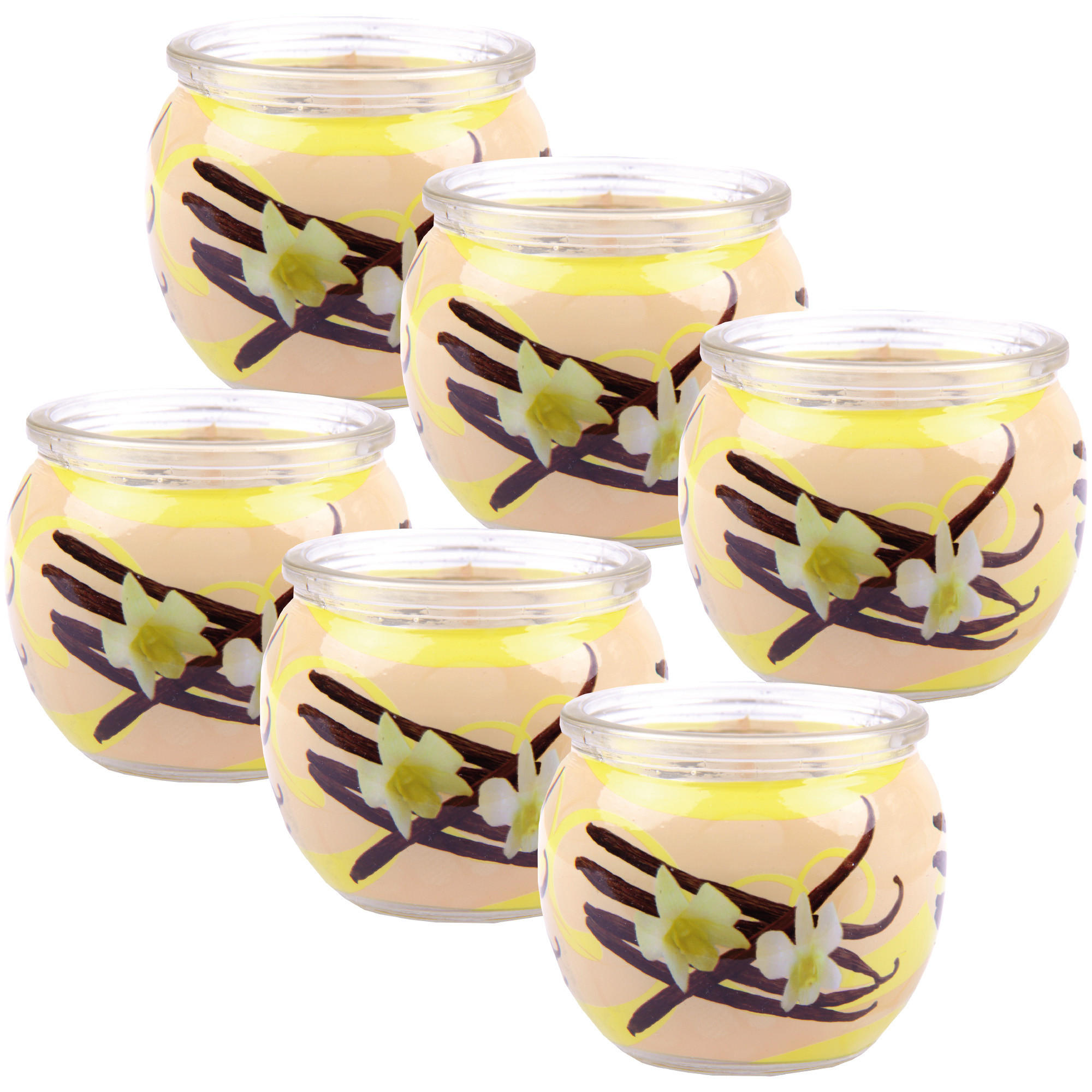 DUFTKERZEN Glas 6er-Pack Vanille - Creme, Naturmaterialien (7/6cm)