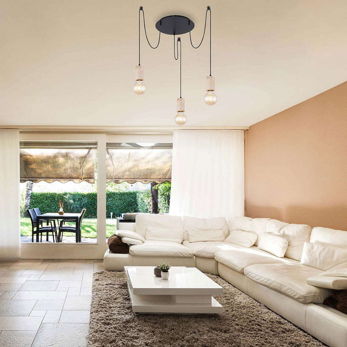 HÄNGELEUCHTE Metall Holzoptik Schwarz - Schwarz, Holz (35/35/160cm) - Globo Lighting