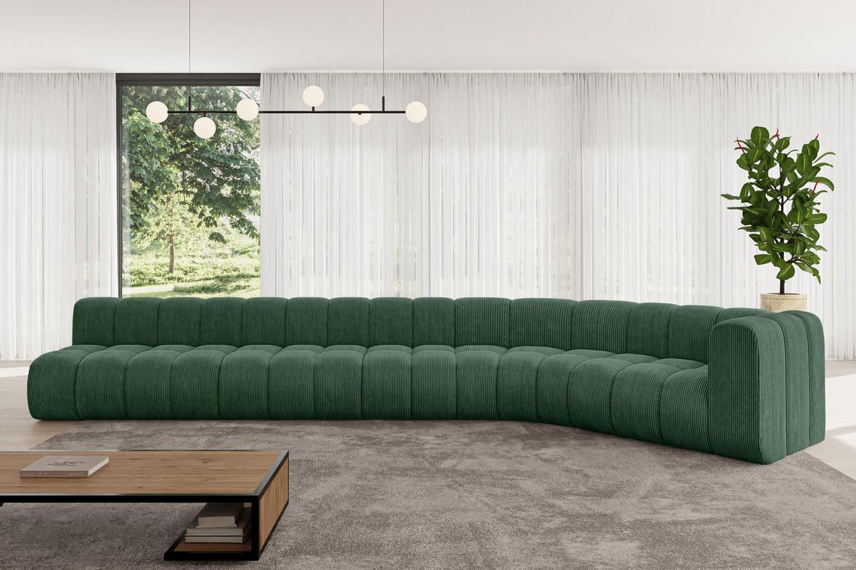 ECKSOFA modulares Sofa Karex-L3 - 490x194x70 cm Grün - Grün, Holzwerkstoff/Textil (490/194cm) - ALTDECOR