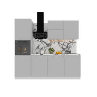 KÜCHENZEILE 240 cm Glanzia – KU-S04 – Grau – Hochglanz - Grau, Holzwerkstoff (240/212/60cm)