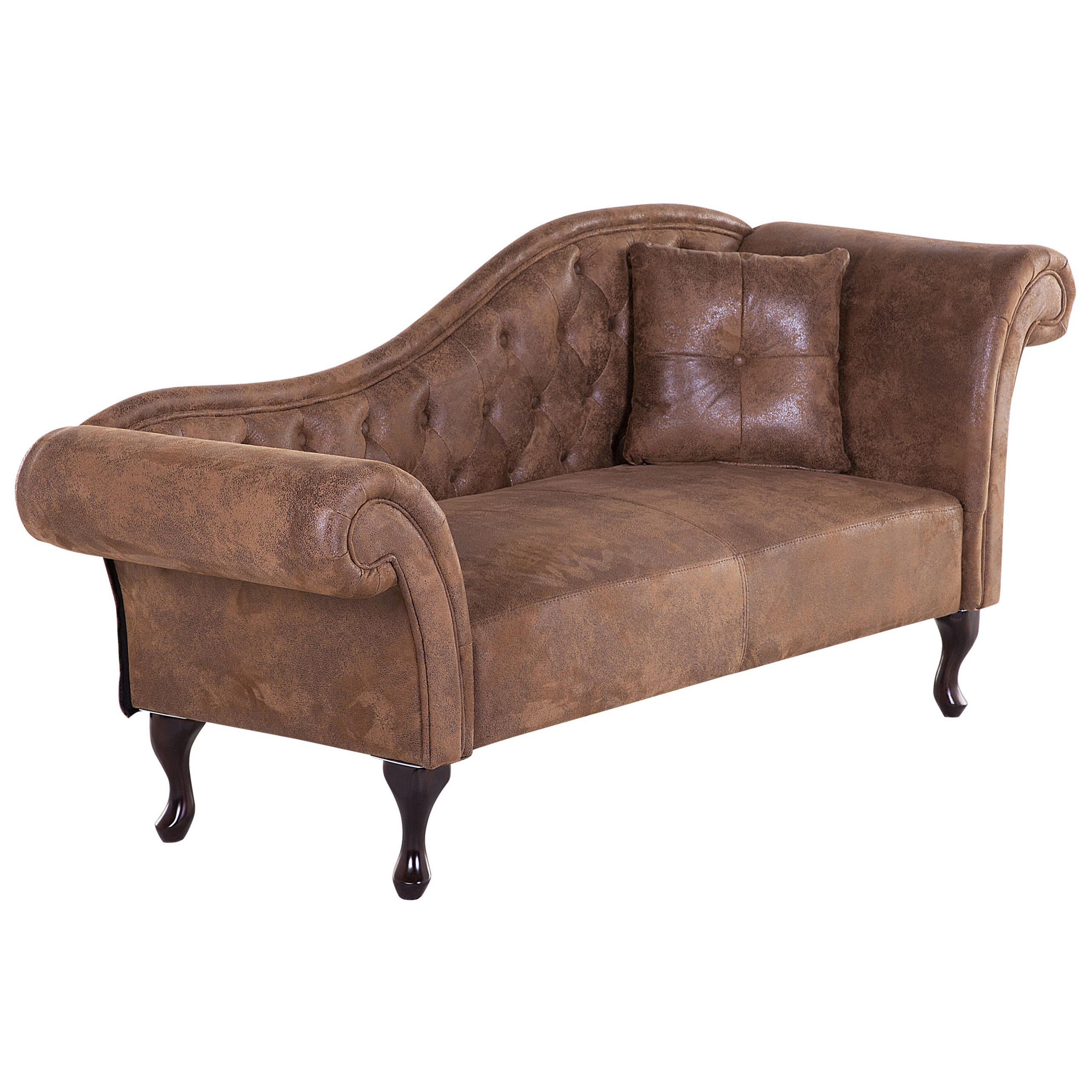 CHAISELONGUE Kunstleder hellbraun rechtsseitig Lattes - Braun, Kunststoff/Textil (188/87/59cm) - Beliani