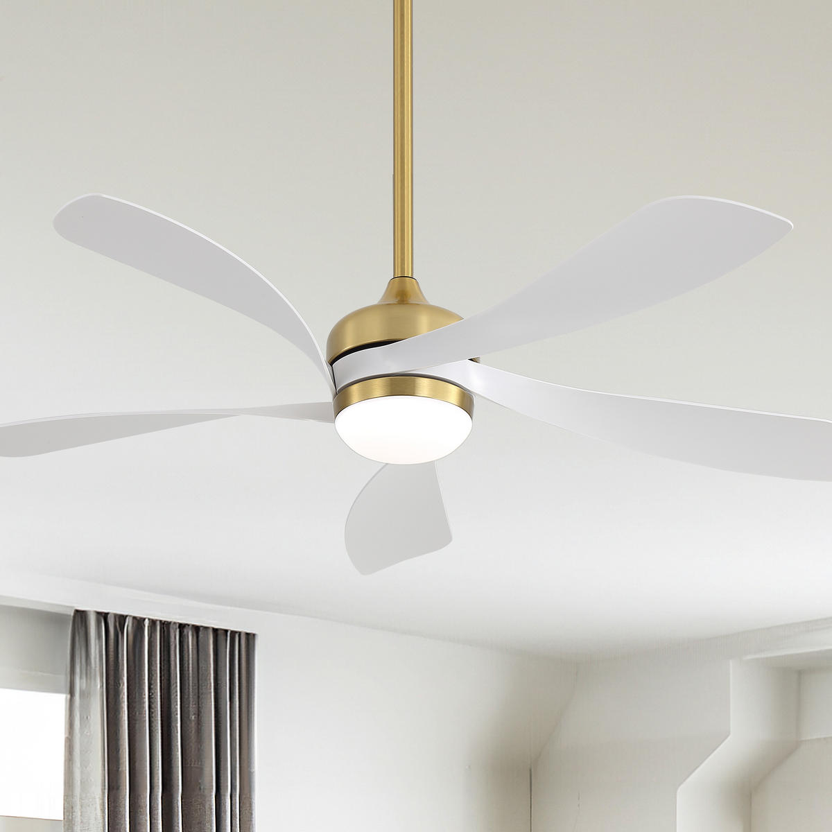 DECKENVENTILATOR 52Zoll LED Licht Dimmbar DC Motor 5 ABS Flügel - Weiß, Kunststoff (132.08/132.08/26.8cm) - CASIVA