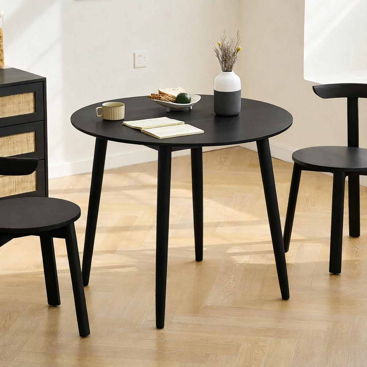 ESSTISCH Rund Schwarz 90 x 90 x 75 (cm) - Schwarz, Holz (90/90/75cm) - Nordlys