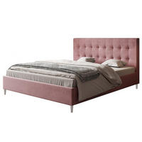 POLSTERBETT LUX Rio mit Kopfteil, 160 x 200 cm, Doppelbett mit Lattenrost aus Holz, Velourstoff Rosa, Füße in Farbe: Weiß - Pink, Holz/Textil (160/200cm) - Alpi-Möbel