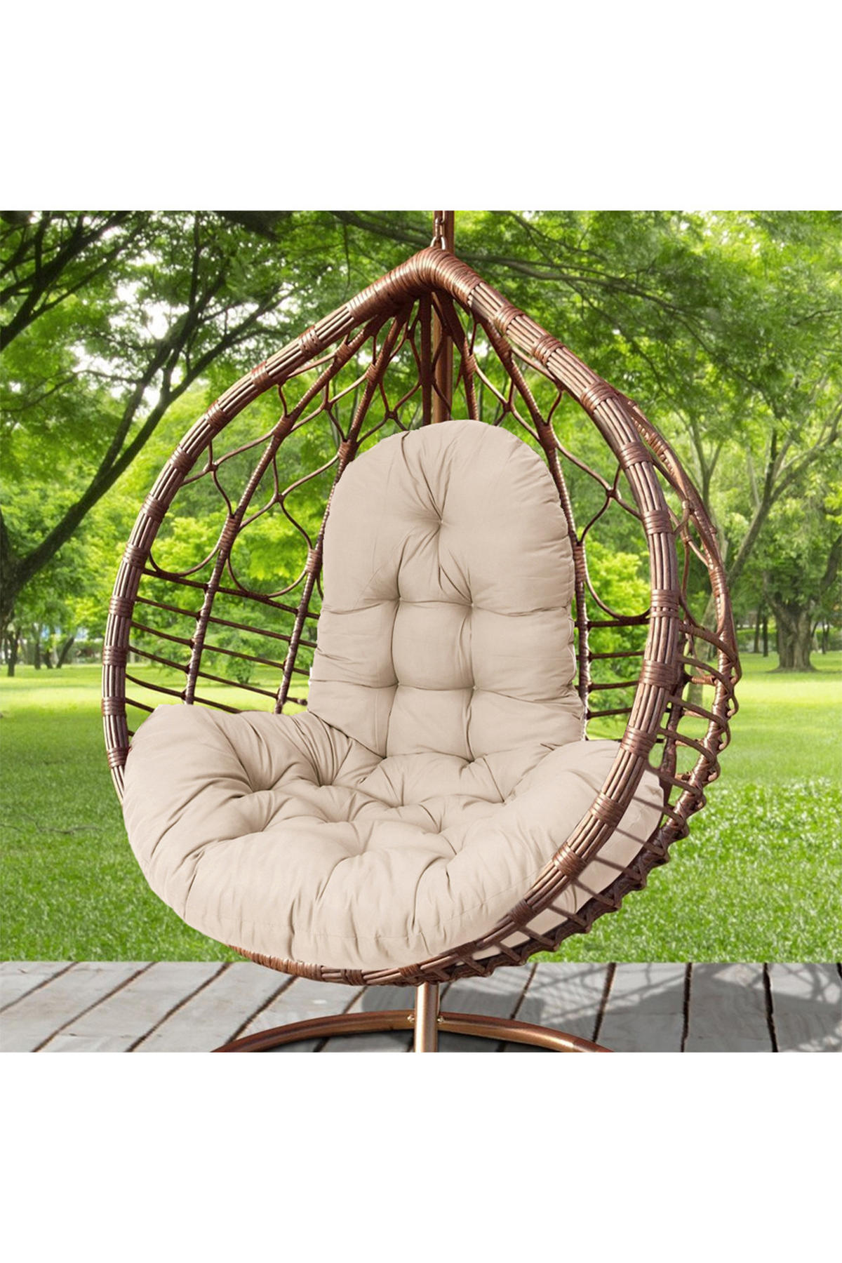 HÄNGESESSEL-KISSEN aus Polyester Baumwolle mit dicker Polsterung - Beige, Textil (55/95cm) - Livingandhome