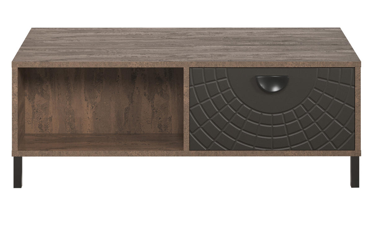 COUCHTISCH Bronze mit Rostoptik 110 cm, Beistelltisch mit Soft-Close - Rostfarben/Schwarz, Holzwerkstoff/Metall (60/110/37cm) - Top.Furn