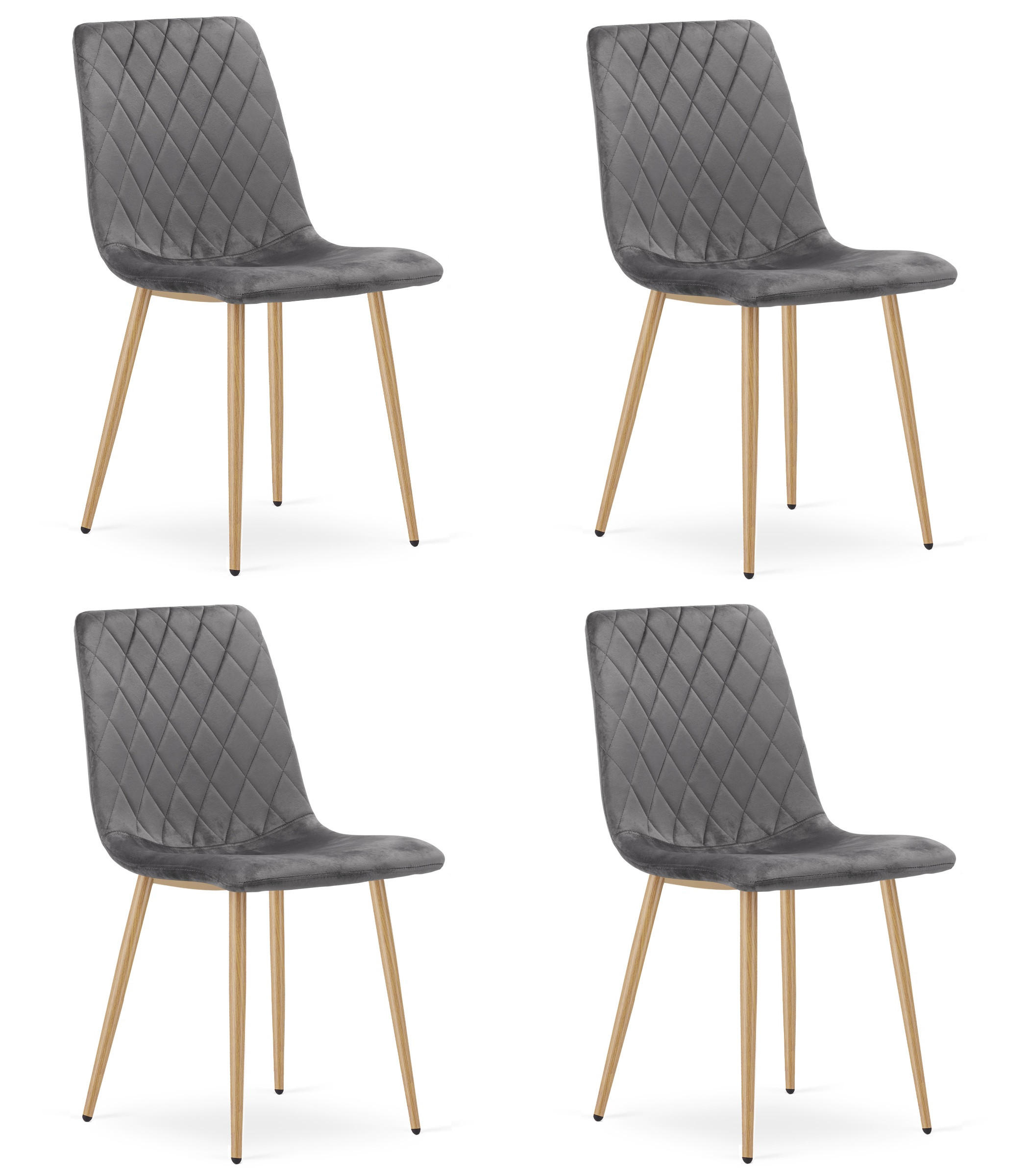 ESSZIMMERSTUHL 4-er Set TURIN dunkelgrauer Sitz, Beine in Holzfarbe - Dunkelgrau/Eichefarben, Textil (44.5/88.5/53cm) - Valora