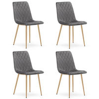 ESSZIMMERSTUHL 4-er Set TURIN dunkelgrauer Sitz, Beine in Holzfarbe - Dunkelgrau/Eichefarben, Textil (44.5/88.5/53cm) - Valora