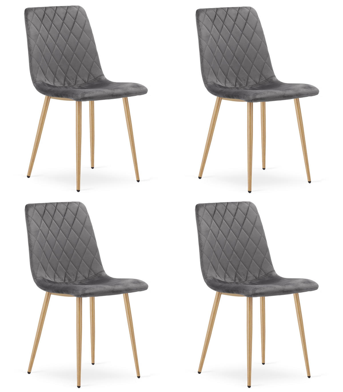 ESSZIMMERSTUHL 4-er Set TURIN dunkelgrauer Sitz, Beine in Holzfarbe - Dunkelgrau/Eichefarben, Textil (44.5/88.5/53cm) - Valora