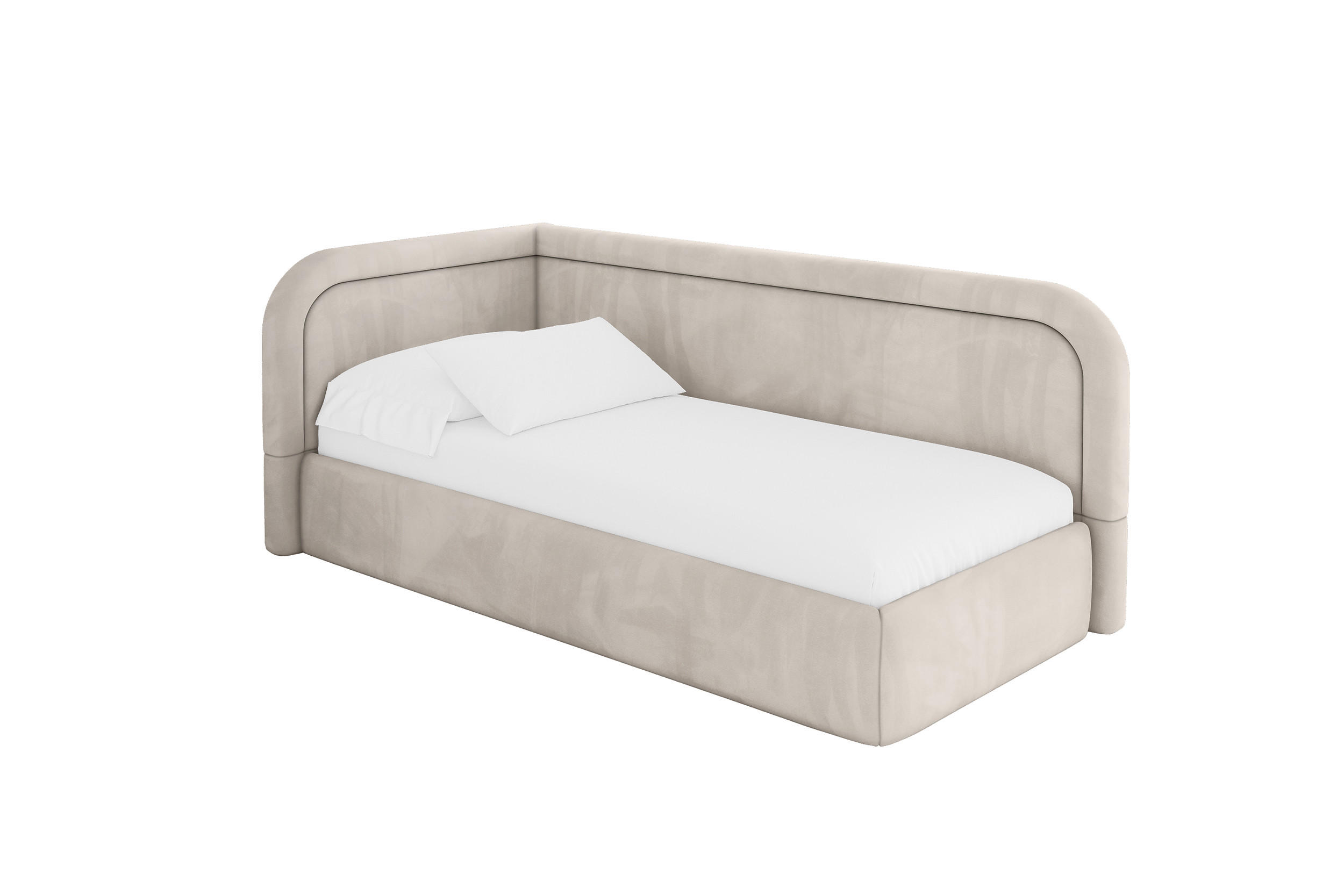 ALTDECOR JEDNOLŮŽKOVÁ POSTEL pro mládež s úložným prostorem a matrací H3/H4, vpravo - JOVY 80x200 béžová