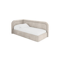 EINZELLBETT Jugendbett mit Bettkasten, Rechts - JOVY 90x200 Beige - Sandfarben, Holzwerkstoff/Textil (90/200cm) - ALTDECOR
