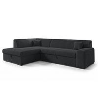 ECKSOFA L Form Minosa Schwarz 260/175/71 cm Links mit Schlaffunktion - Schwarz, Kunststoff/Textil (260/175cm) - AX Living