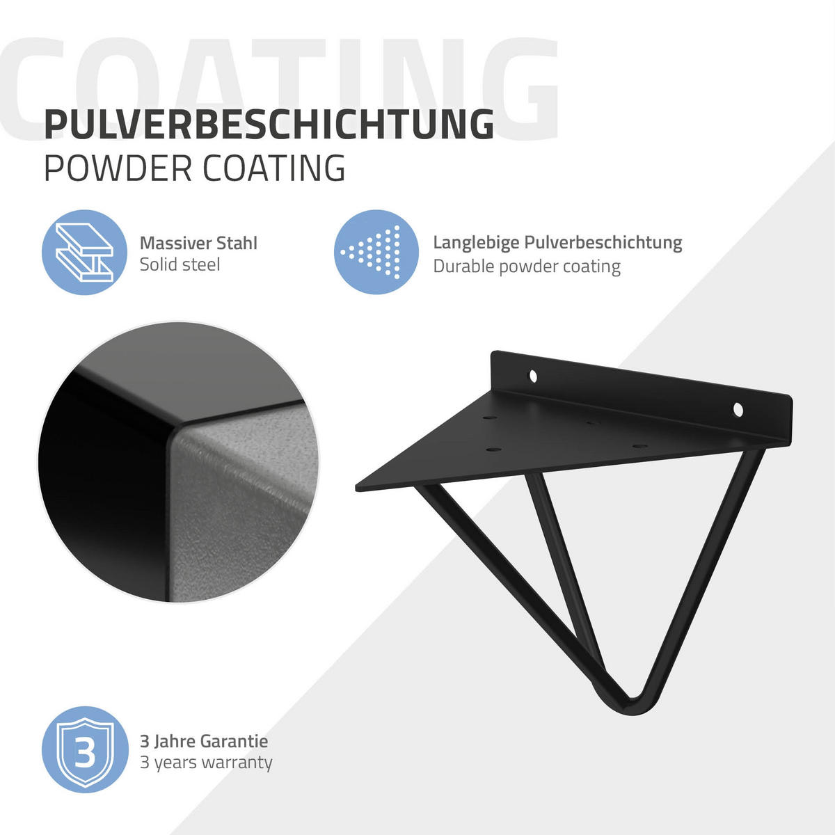 REGALHALTERUNG 2er Set 160mm Schwarz - Schwarz, Metall (15.5/17/16cm) - ML-DESIGN