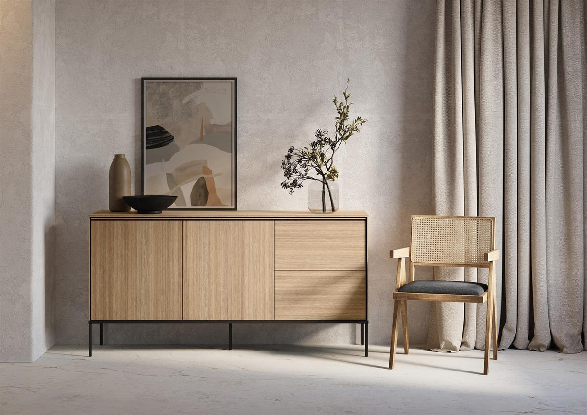 KOMMODE VISSO VI-04 Eiche linear - Eichefarben, Holzwerkstoff (167/85/41cm) - Lookway
