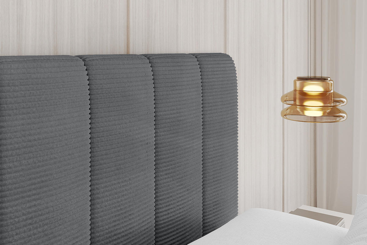 POLSTERBETT mit Bettkasten und Lattenrost, Bett mit Matratze H3/H4 - STERA 160x200 Dunkelgrau - Graphitfarben, Holzwerkstoff/Textil (160/200cm) - ALTDECOR