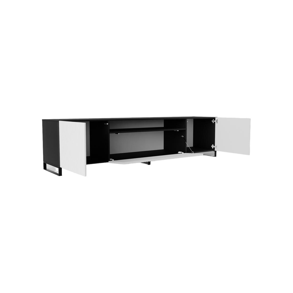 TV-SCHRANK Noe III 200 cm, dreitürig, schwarz, weiß - Schwarz/Weiß, Kunststoff (200/53/41cm) - Margaret Hadas24