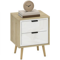 NACHTSCHRANK DE-12907 2 leise Schubladen Weiß - Eichefarben, Holzwerkstoff (35/50/40cm) - ComfortXL
