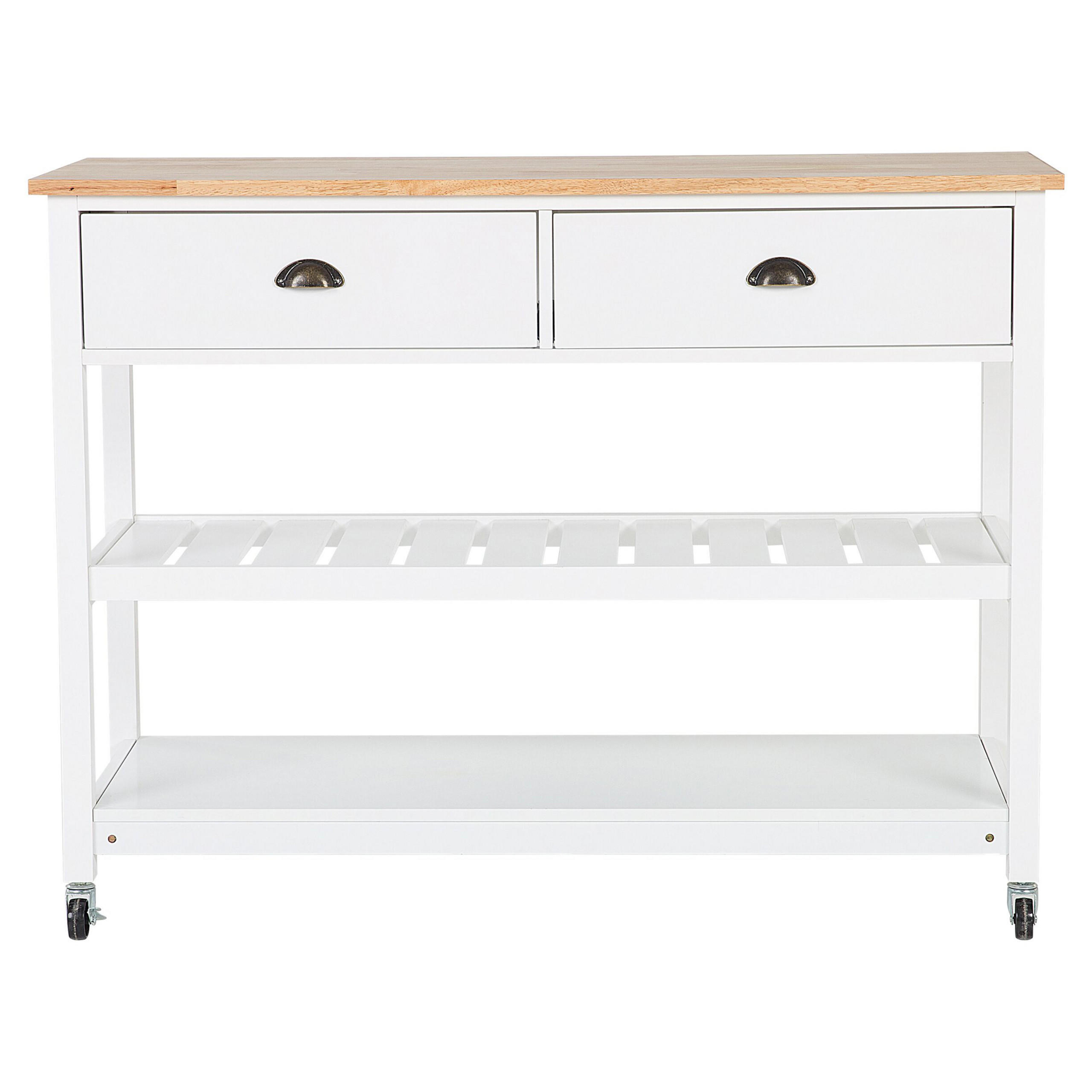 SERVIERWAGEN Weiß Navarino - Hellbraun/Weiß, Holz (120/91/48cm) - Beliani